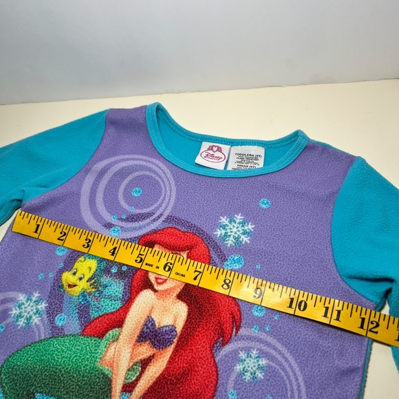 Vintage Y2K Disney Princess Fleece Pajama Top Ariel Flounder Snowflake Christmas - Picture 5 of 7